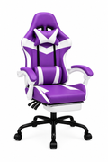 SILLA GAMER MORADA-CON REPOSAPIÉS Y MASAJEADOR
