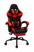 SILLA GAMER ROJA-CON REPOSAPIÉS Y MASAJEADOR